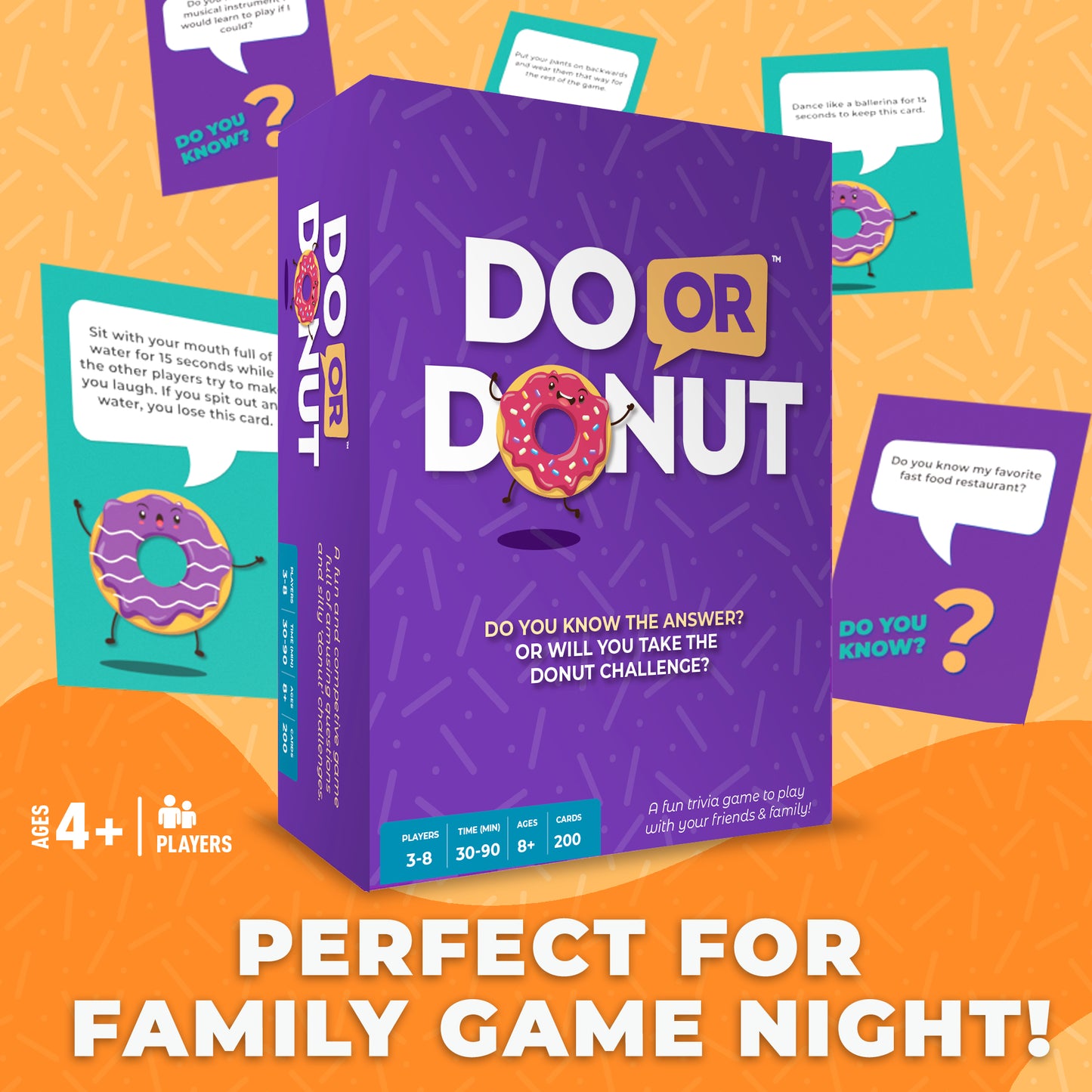 Do or Donut - Fun Family Game Night - Playing Cards for Kids and Adults, Ages 8 and Up, 3-8 Players, 30 min