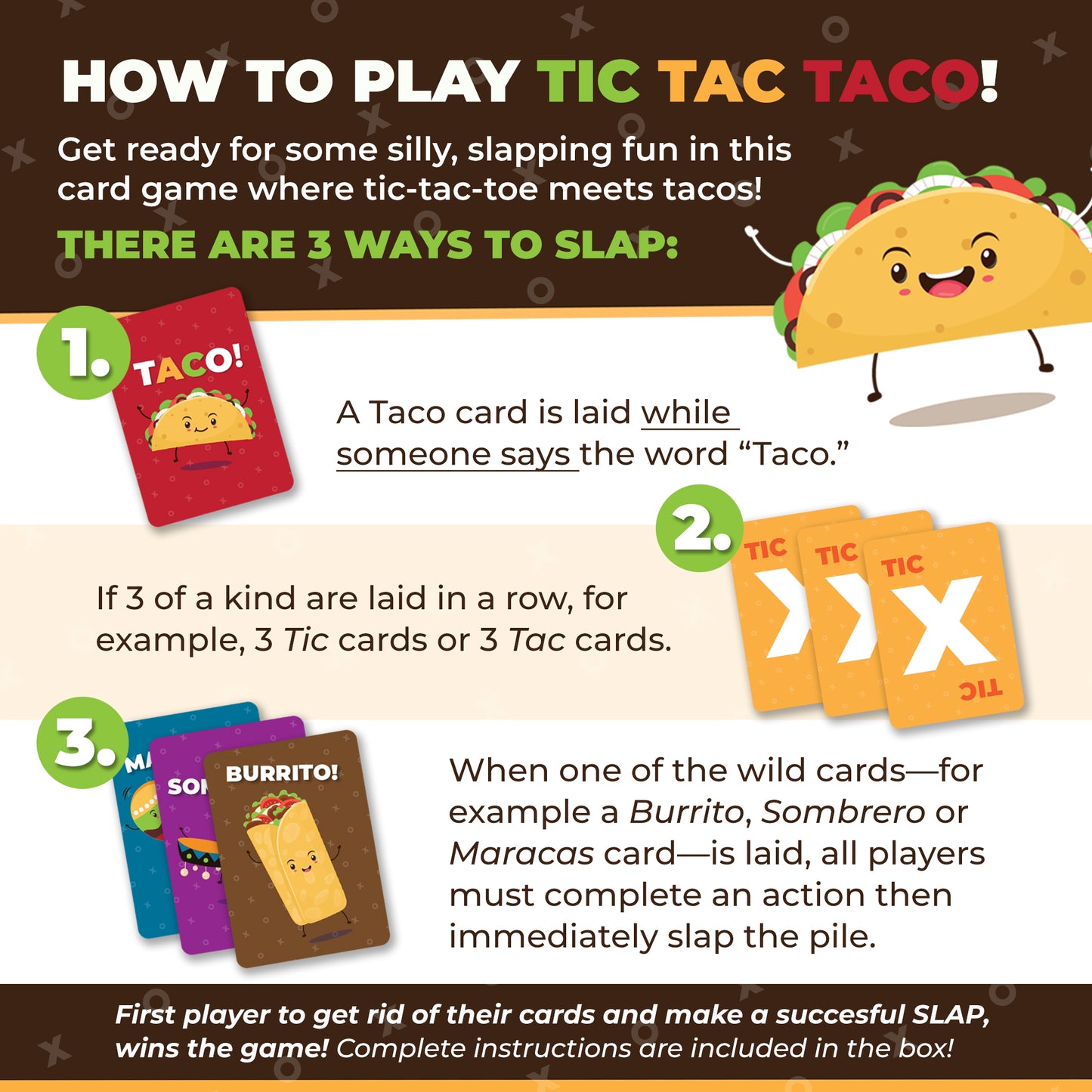 Tic Tac Taco - Fun Family Game Night - Playing Cards for Kids and Adults, Gifts - Ages 6 and Up, 3-6 Players, 30 min